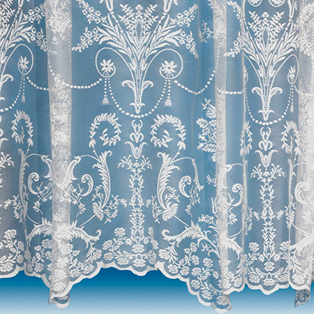 Drop: 60 John Aird Damask Net Curtain Finished In Black ~ Width Sold By The Metre 152cm 